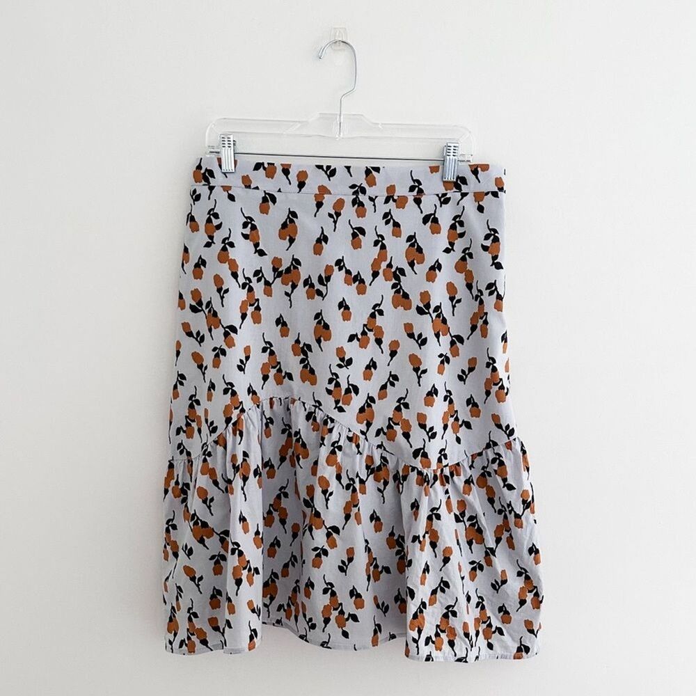 Code X Mode Cotton Floral Skirt Blue Black Amber With Ruffle Flounce Size Large